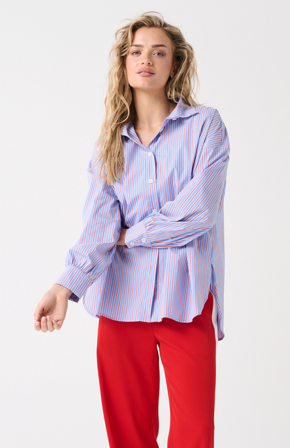 Cartel & Willow - Darby Shirt Cornflower Multi Stripe