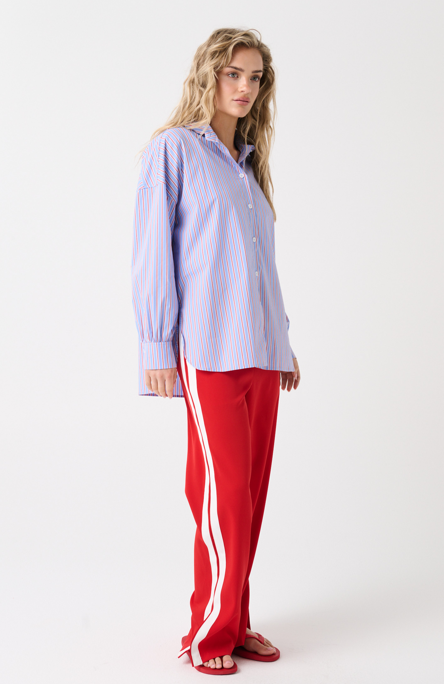Cartel & Willow - Darby Shirt Cornflower Multi Stripe