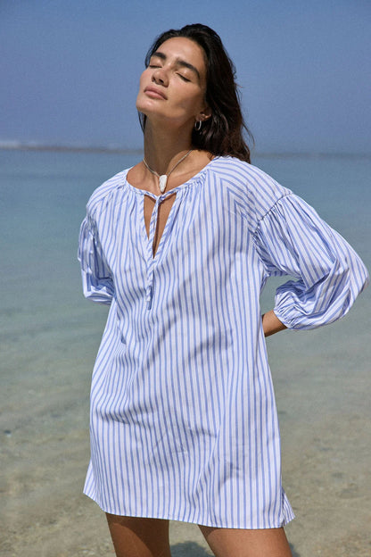 Araminta James - AJ Stripe Dress Sky Blue