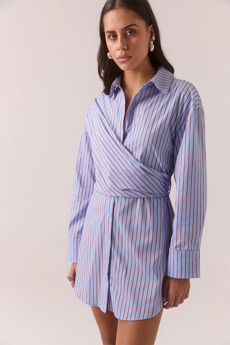Sovere Studio - Tavern Shirt Dress - Cornflower Stripe
