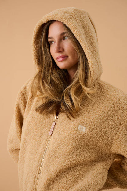 Araminta James - Sherpa Hooded Jacket Macadamia