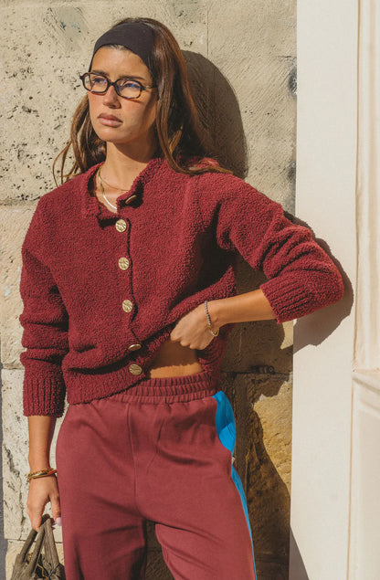 Araminta James - Sherpa Cardigan - Chocolate Truffle