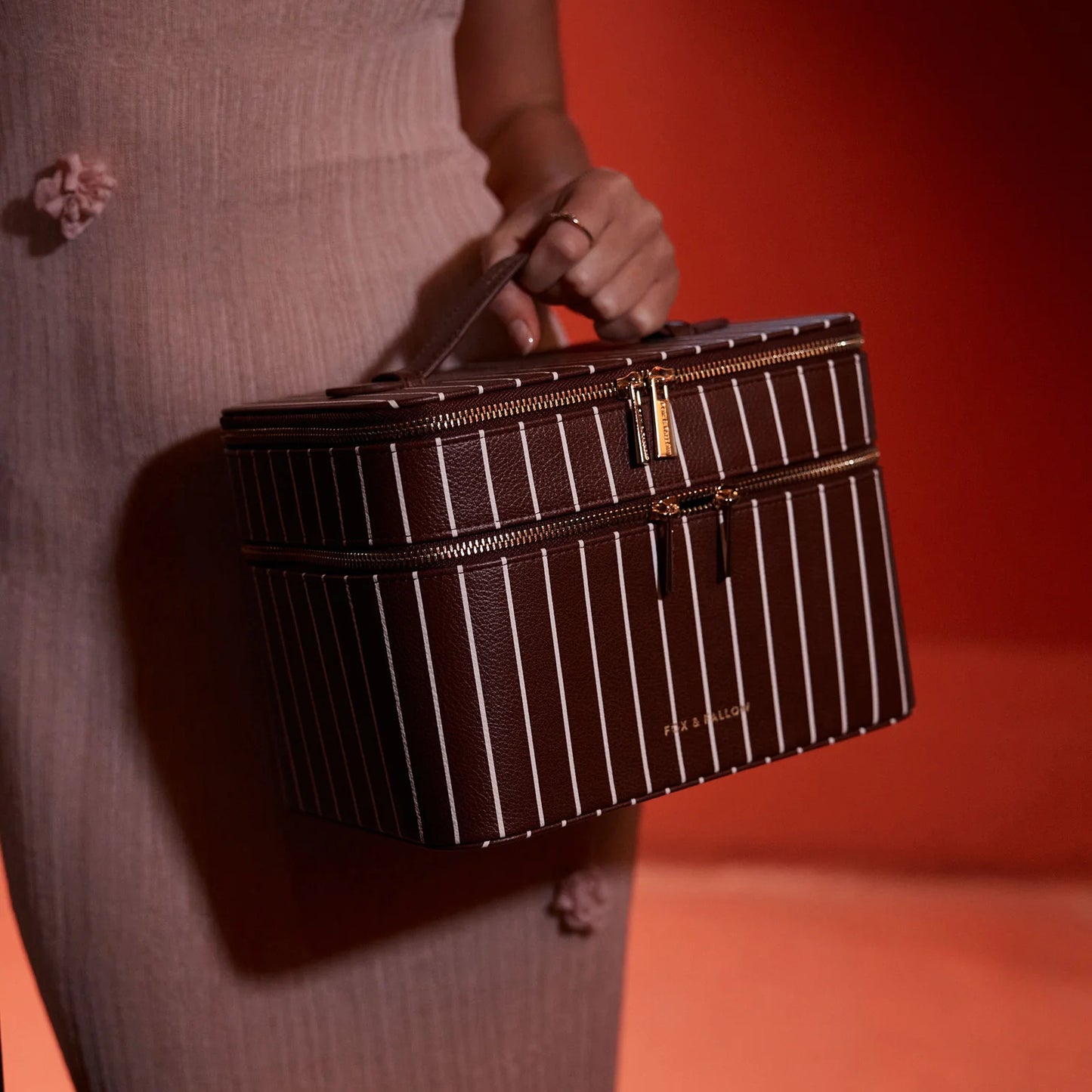 Fox & Fallow - Merlot Pinstripe Vanity Case
