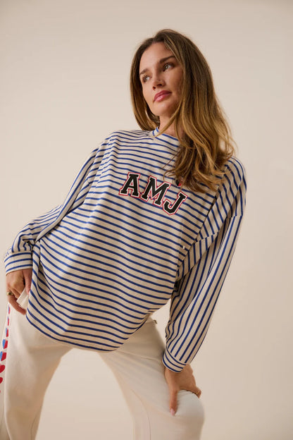 Araminta James - AMJ Waffle Long Sleeve Top Dark Navy