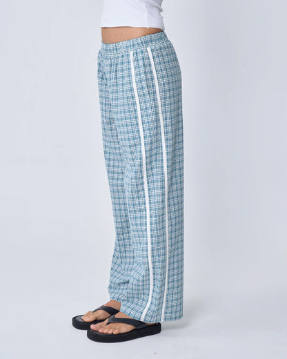 Near The Sea - Racer Pant - Plaid Blue