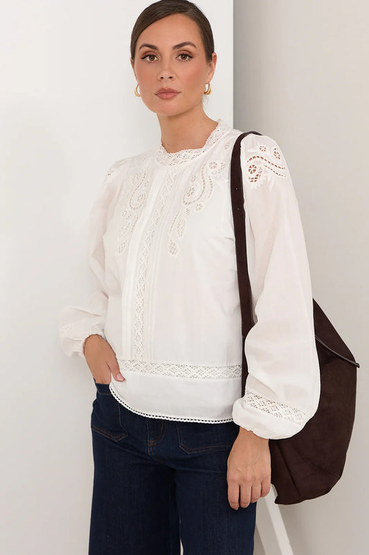 Adorne - Lou Cut Out Lace Top White
