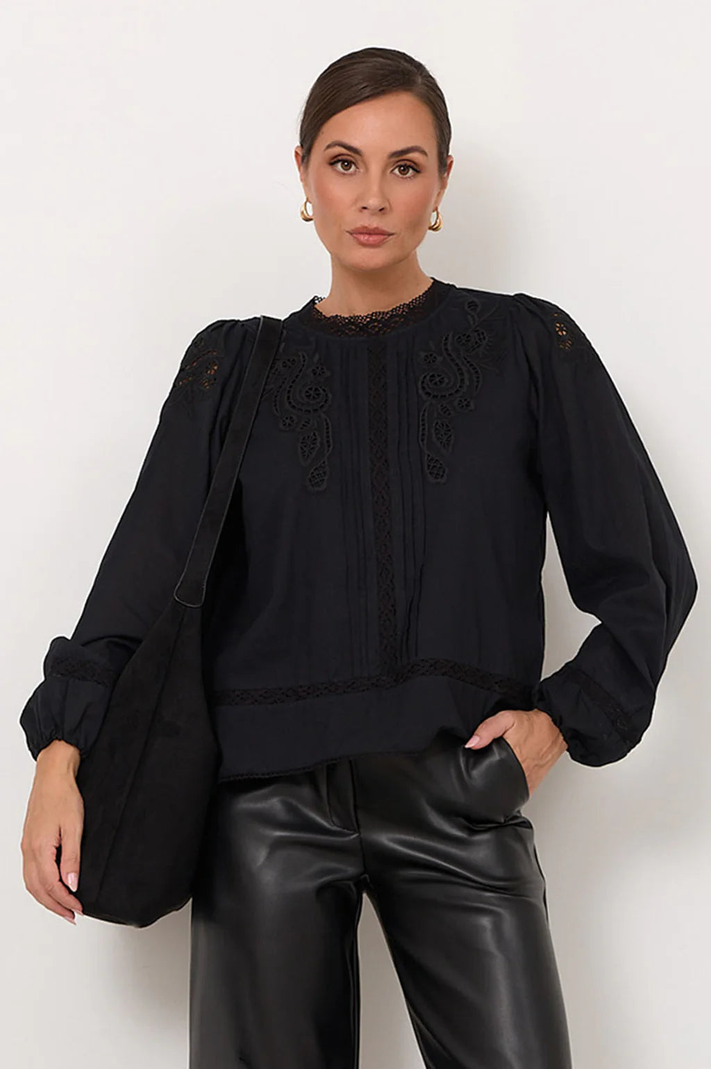 Adorne - Lou Cut Out Long Sleeve Shirt Black