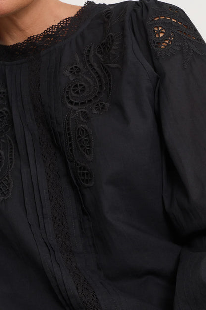 Adorne - Lou Cut Out Long Sleeve Shirt Black
