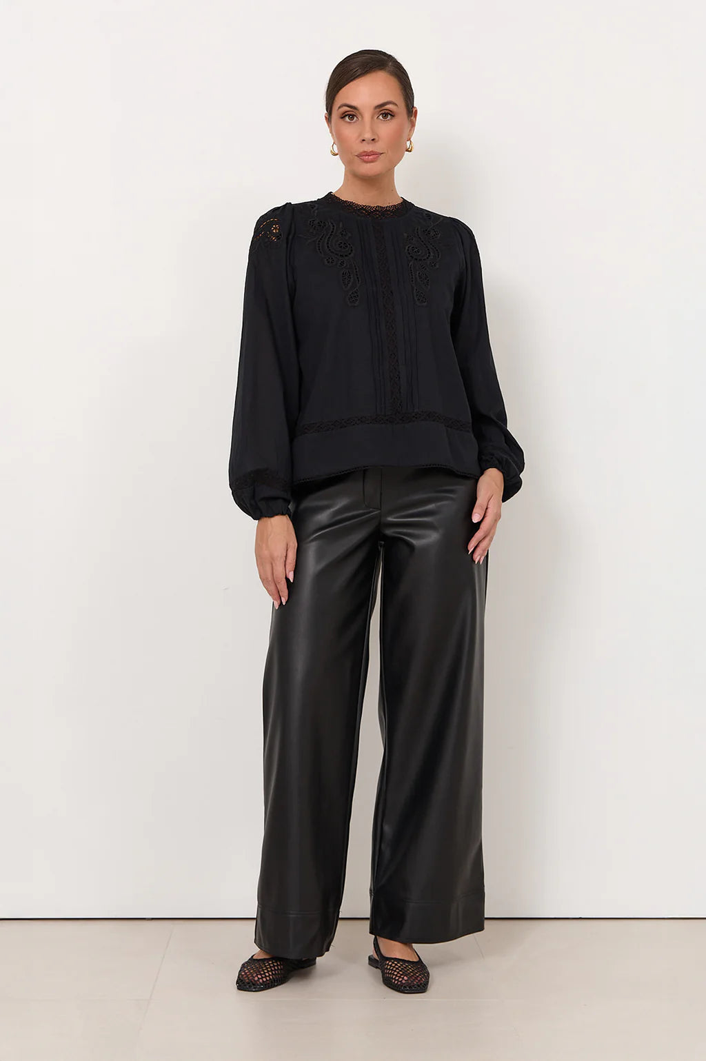 Adorne - Lou Cut Out Long Sleeve Shirt Black