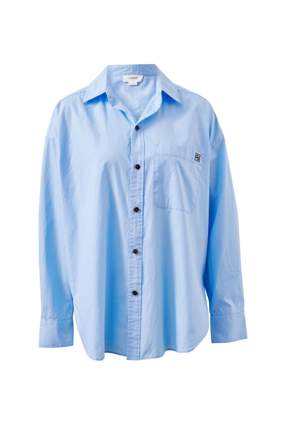 Ceres Life - Peta Oversized Shirt - Sky Blue