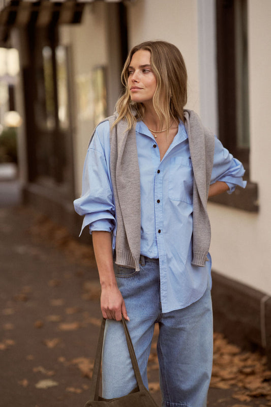 Ceres Life - Peta Oversized Shirt - Sky Blue