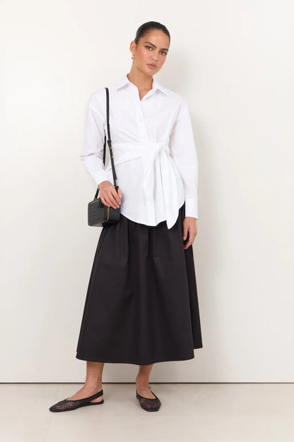 Adorne - Mina Tie Waist Poplin Shirt