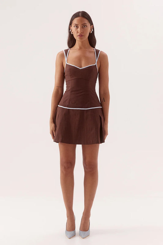 Sovere Studio - Britta Mini Dress Choc/Sky