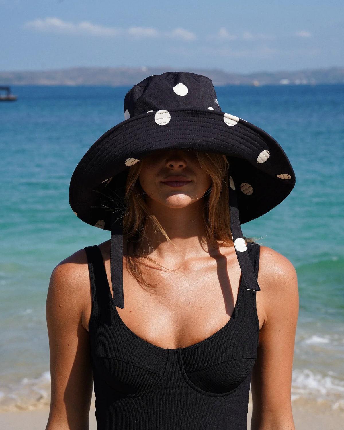 Ochre Lane - Sun Hat Noir Dot