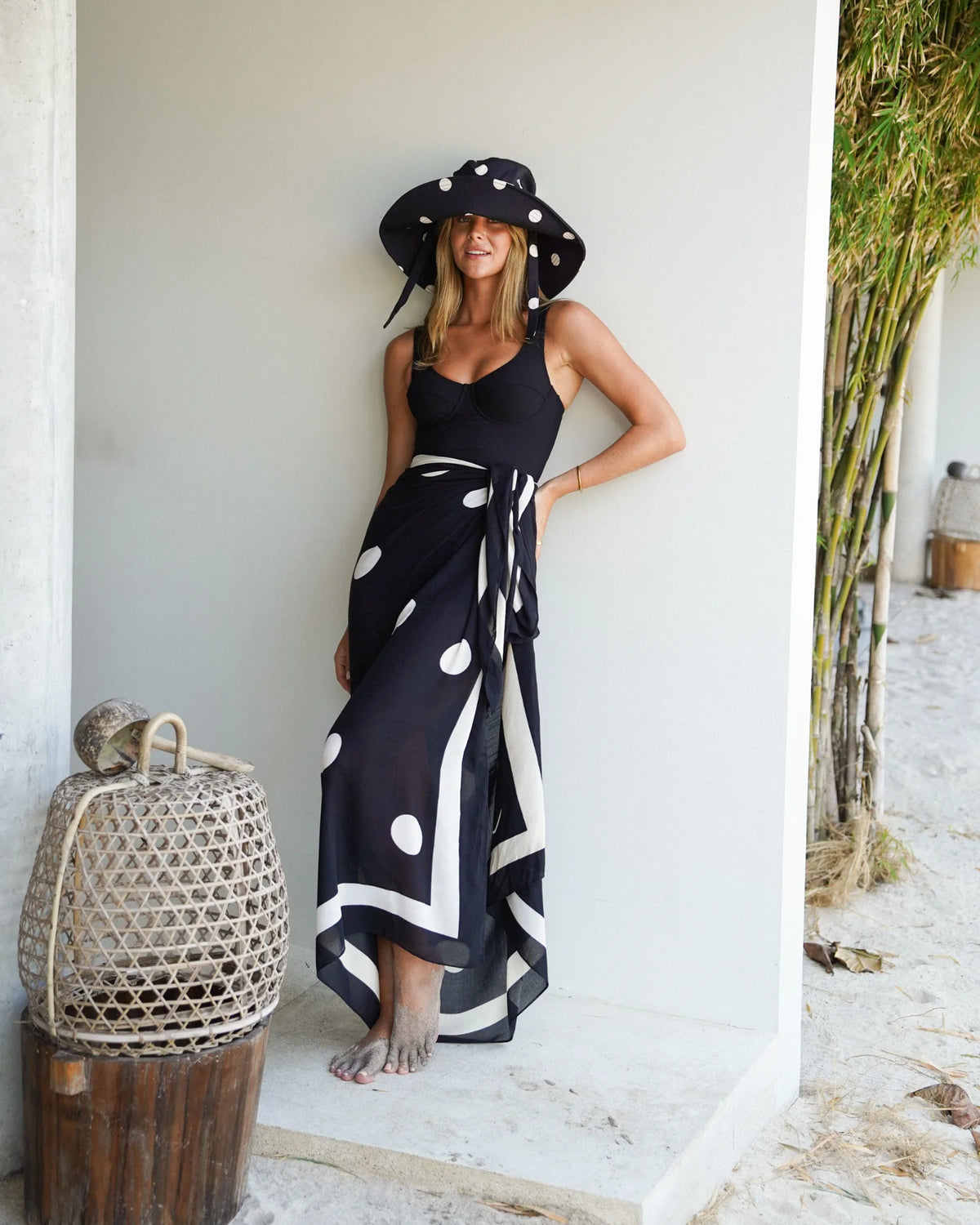 Ochre Lane - Sun Hat Noir Dot