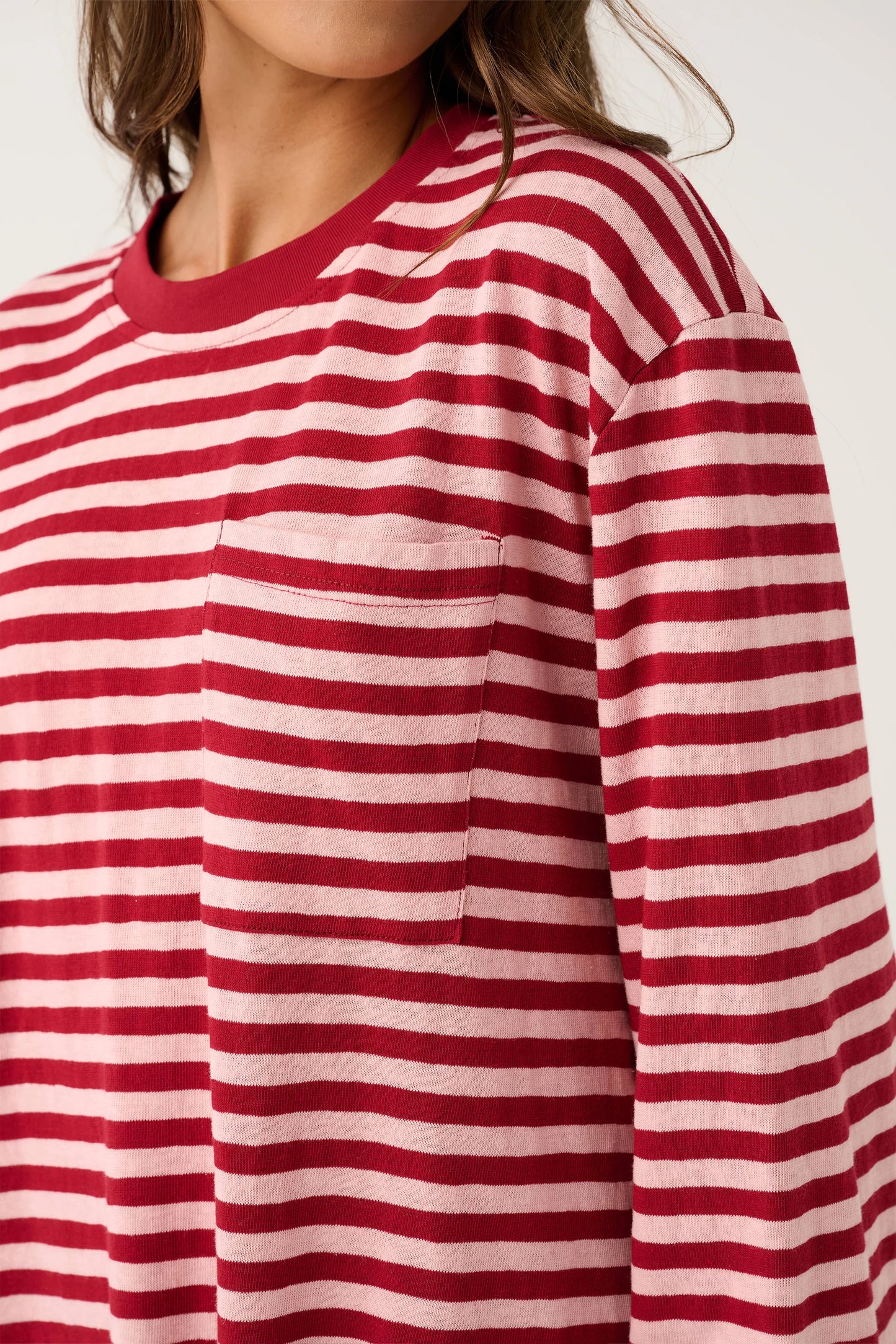 Cartel & Willow - Harley Long Seve - Plum Stripe