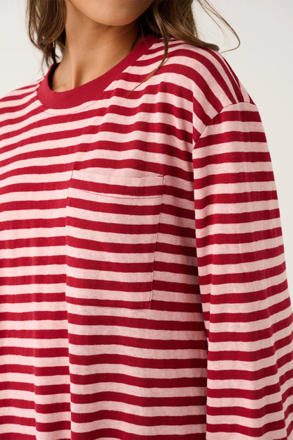 Cartel & Willow - Harley Long Seve - Plum Stripe